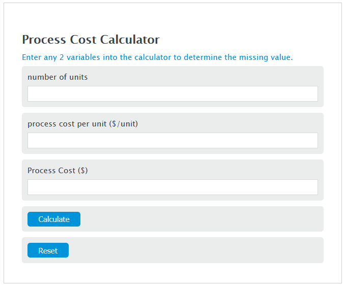 process cost calculator