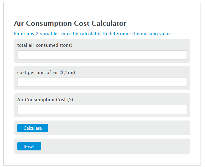 air consumption cost calculator