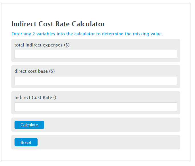 indirect cost rate calculator