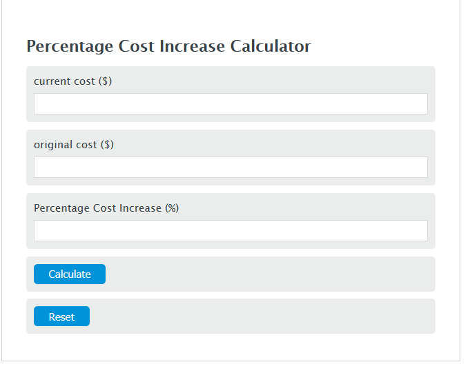 percentage cost increase calculator