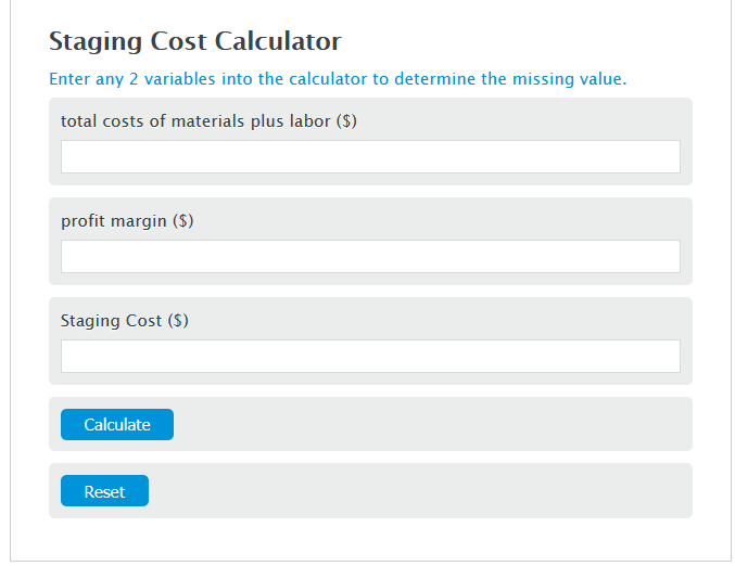 staging cost calculator
