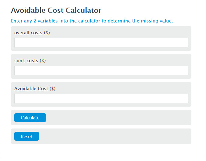 avoidable cost calculator