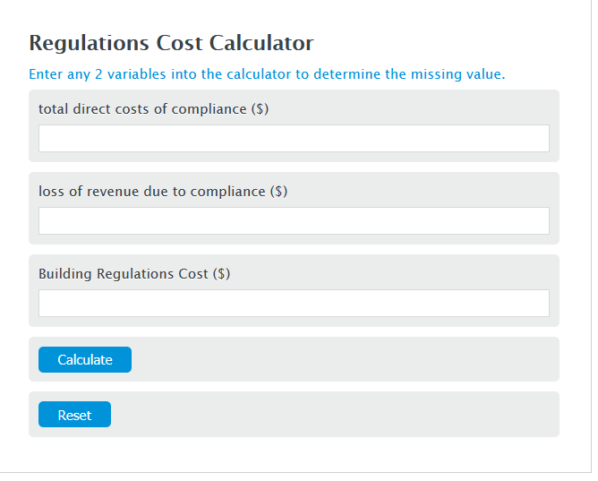 regulation cost calculator