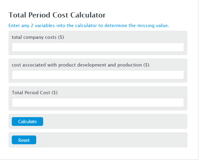 total period cost calculator
