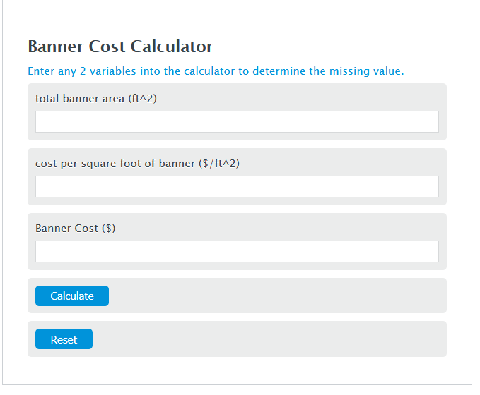 banner cost calculator