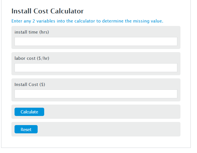 install cost calculator