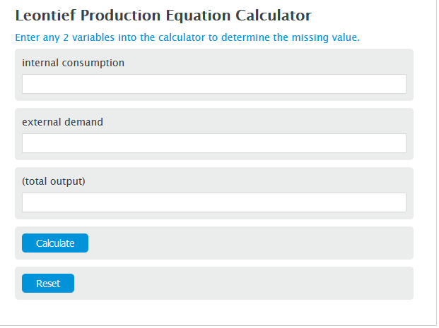leontief production equation calculator