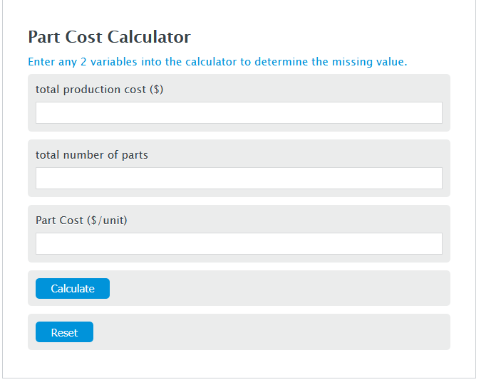 part cost calculator
