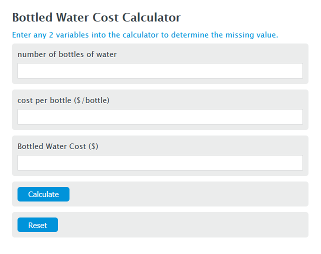bottled water cost calculator