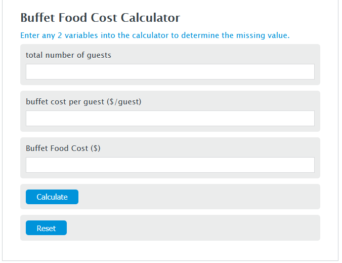 buffet food cost calculator