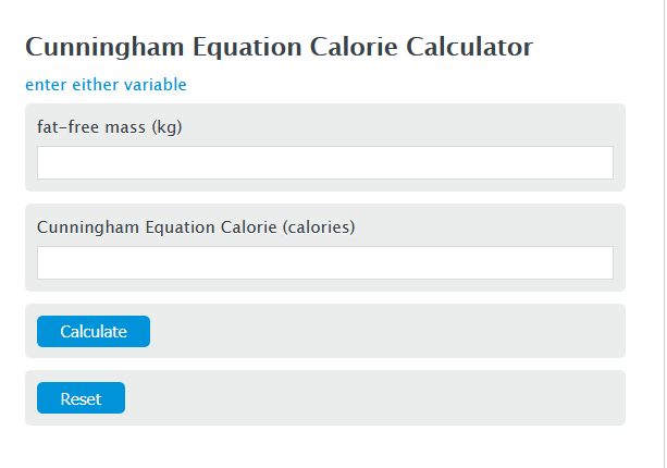 cunningham equation calorie calculator