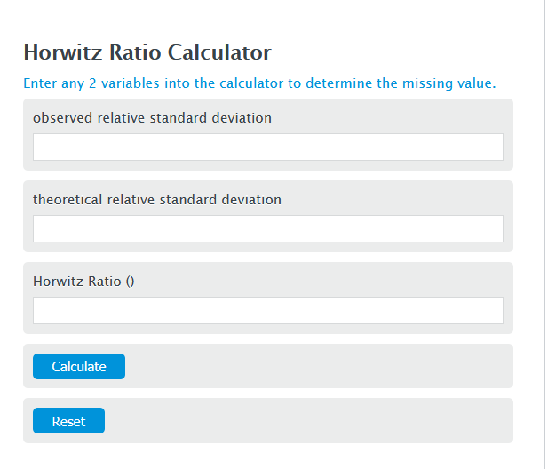 horwitz ratio calculator