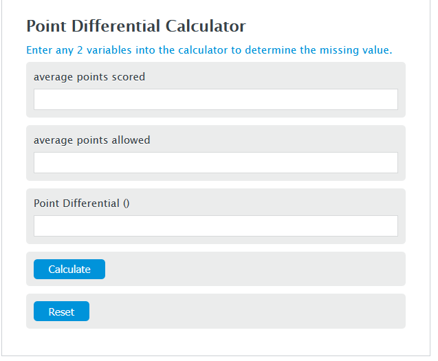 point differential calculator