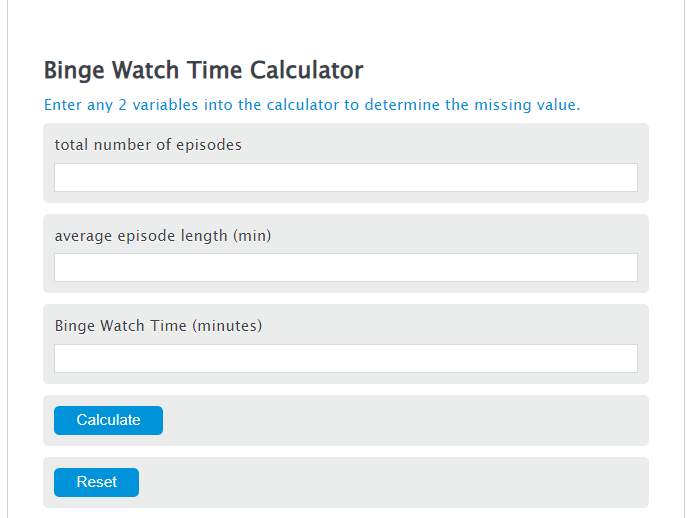 binge watch time calculator
