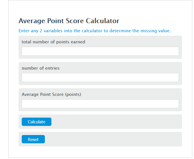 average point score calculator