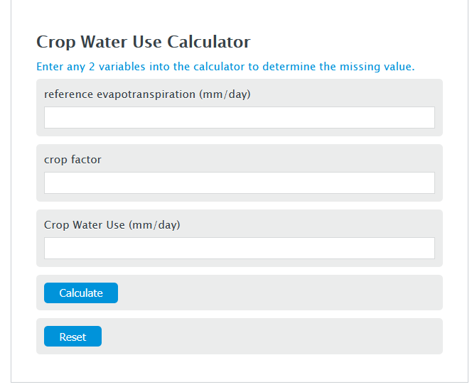 crop water use calculator