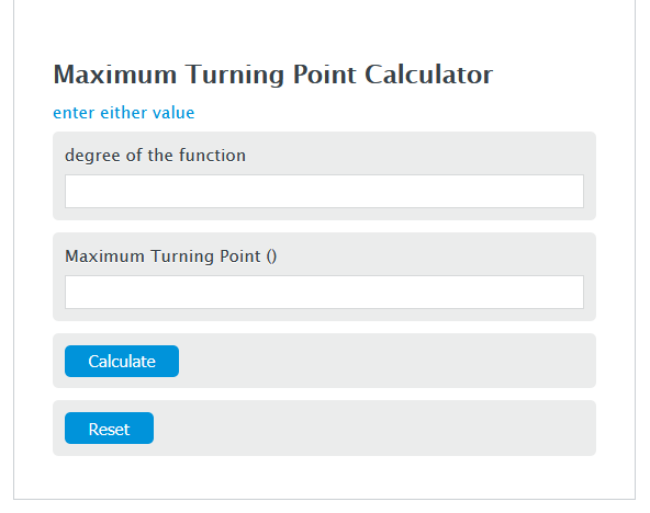 maximum turning points calculator