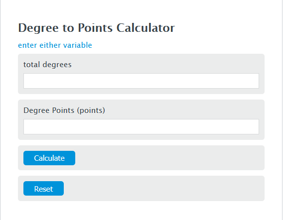 degree to points calculator