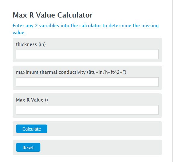 max r value calculator