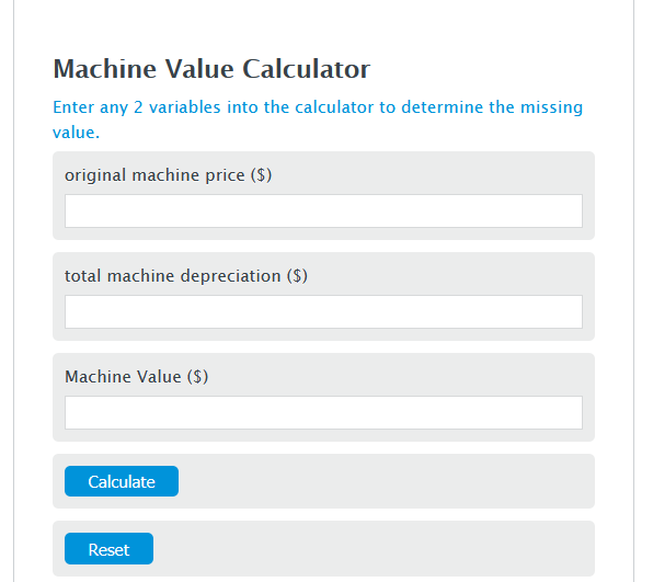 machine value calculator