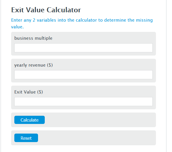 exit value calculator