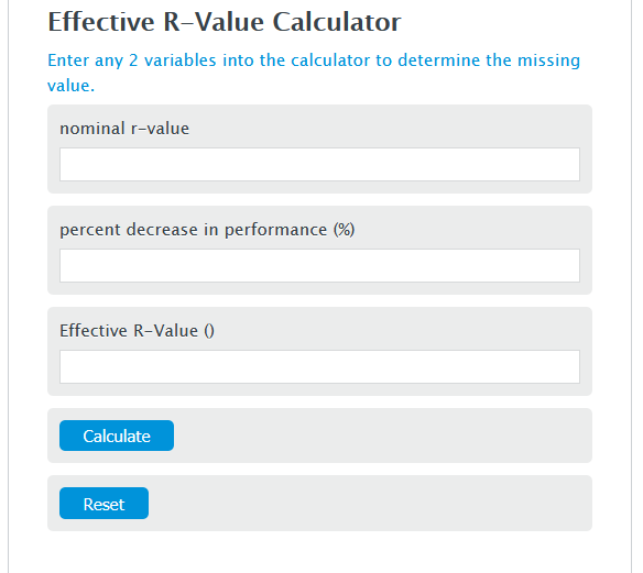 effective r-value calculator