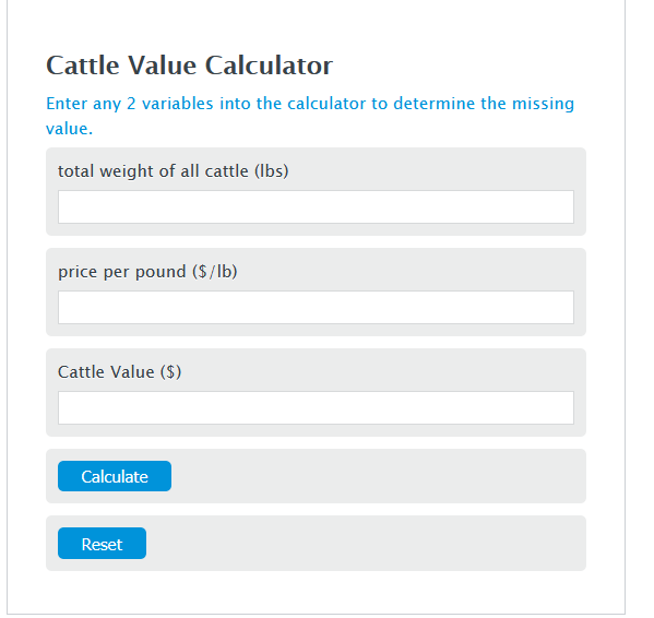 cattle value calculator