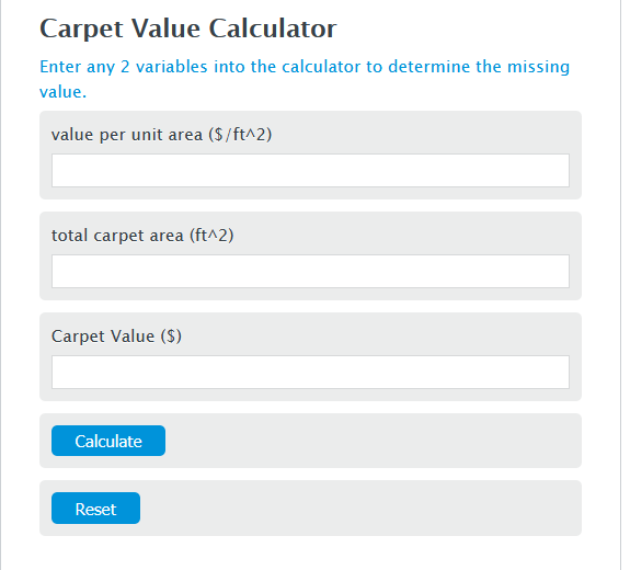 carpet value calculator
