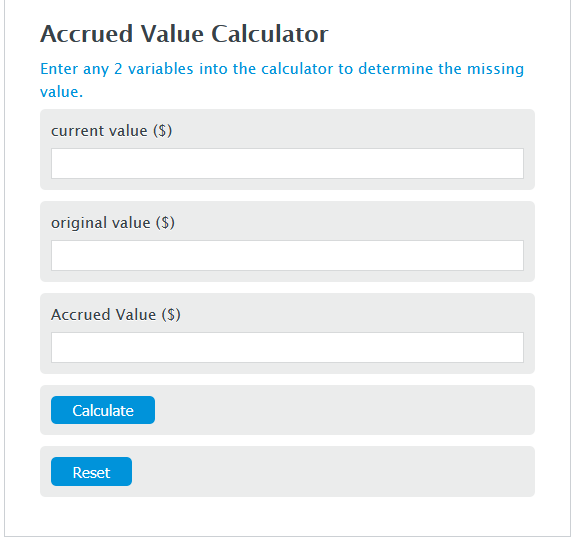 accrued value calculator