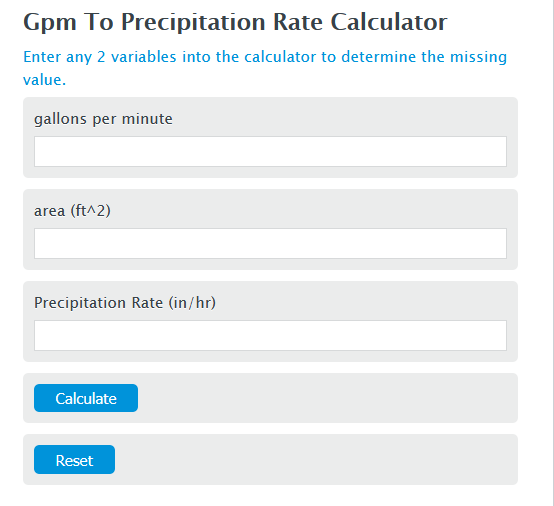 gpm to precipitation rate calculator