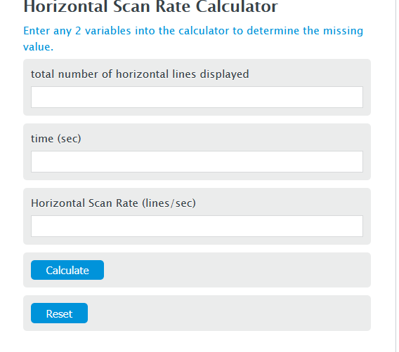 horizontal scan rate calculator