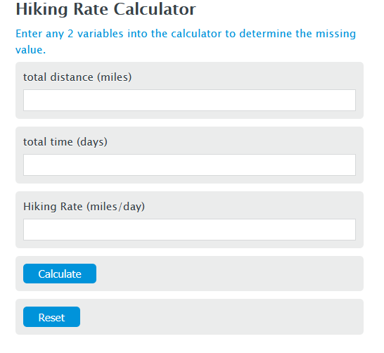 hiking rate calculator