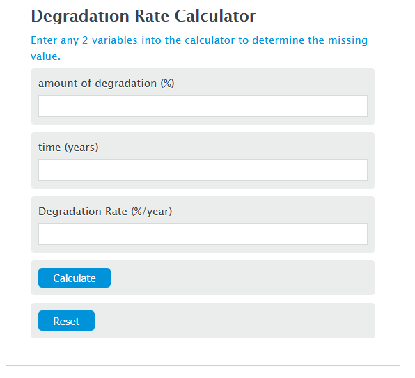 degradation rate calculator