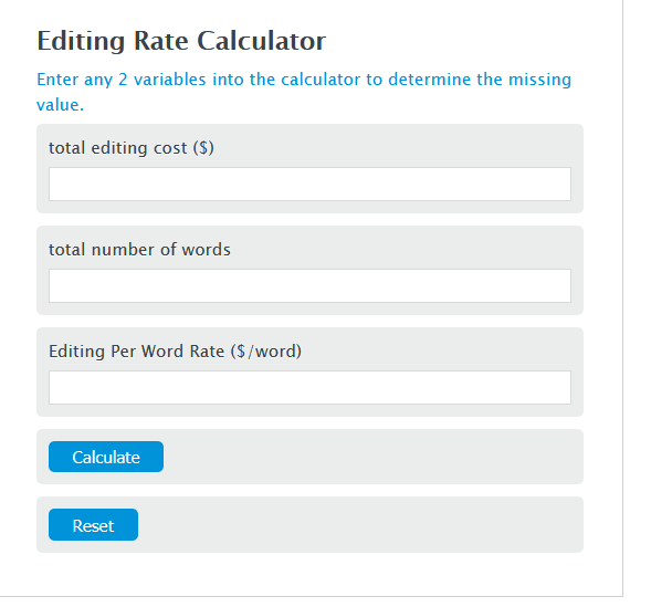 editing rate calculator