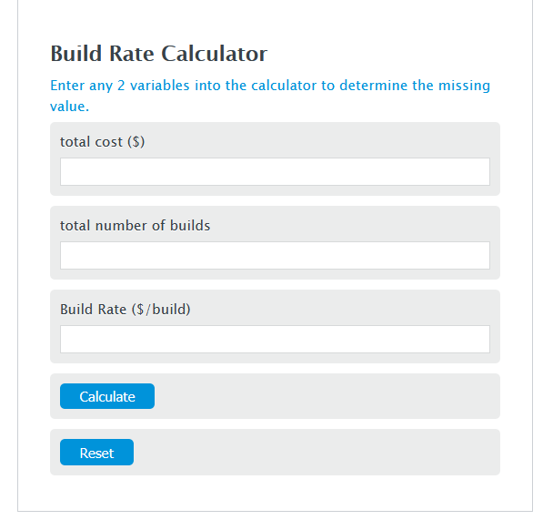 build rate calculator