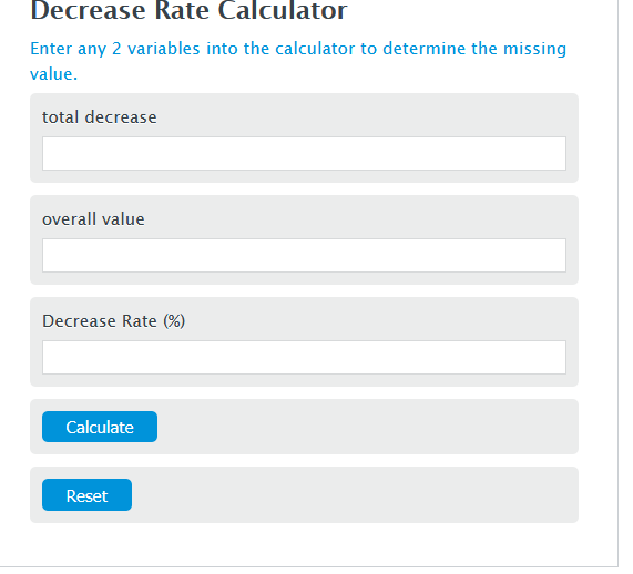 decrease rate calculator