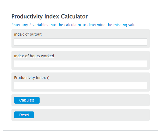 productivity index calculator