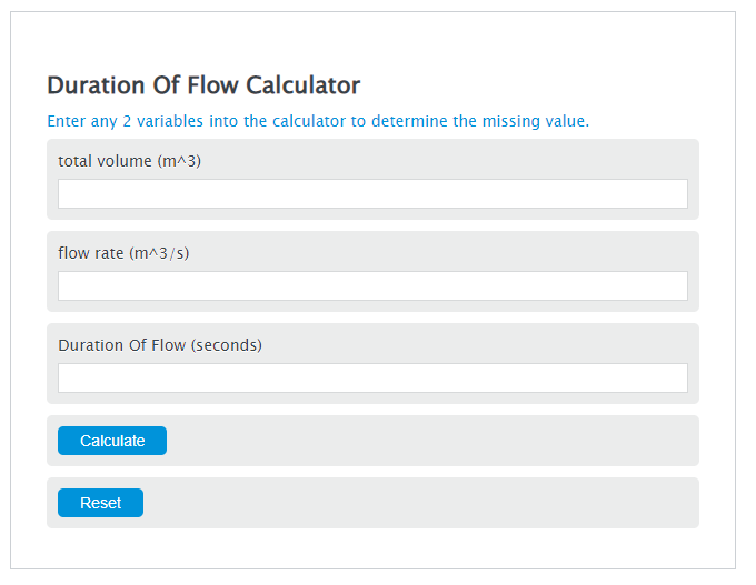 duration of flow calculator
