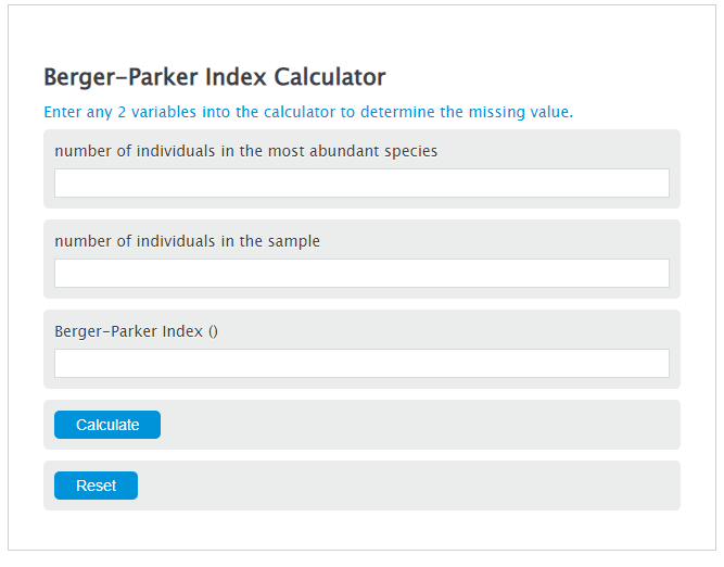 berger-parker index calculator