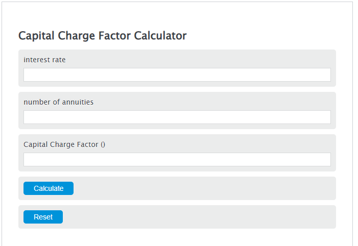 capital charge factor calculator