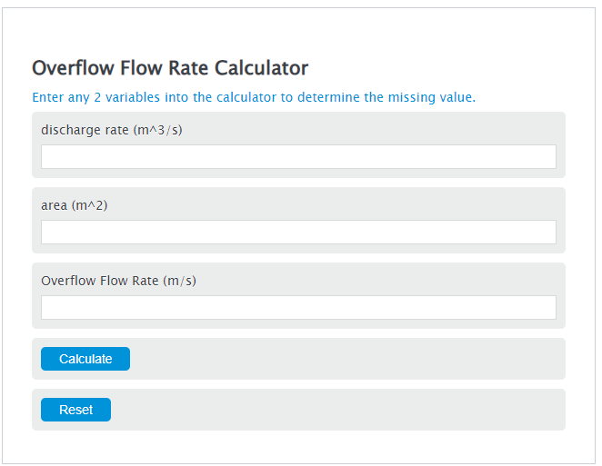 overflow rate calculator