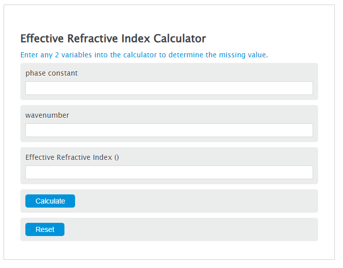 effective refractive index calculator