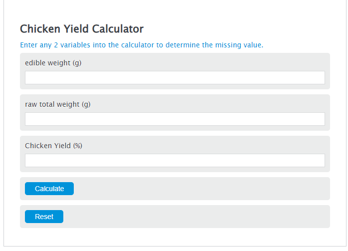 chicken yield calculator