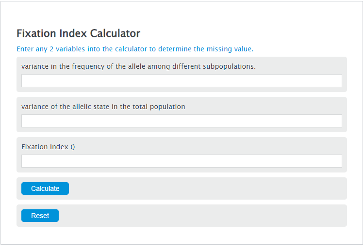 fixation index calculator