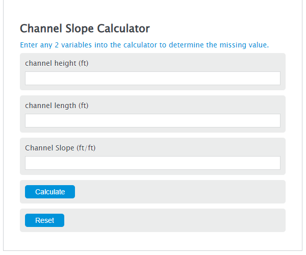 channel slope calculator