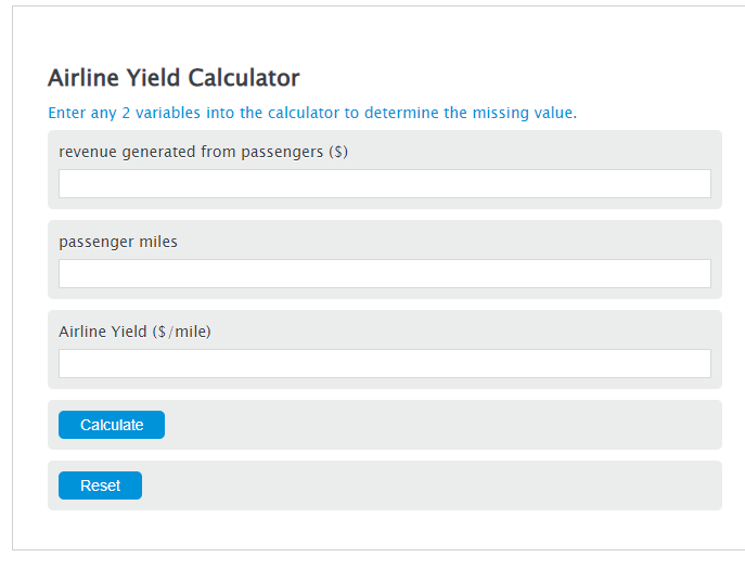 airline yield calculator