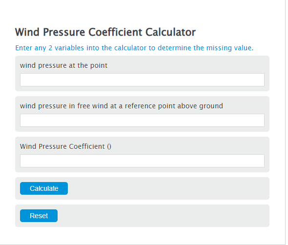 wind pressure coefficient calculator