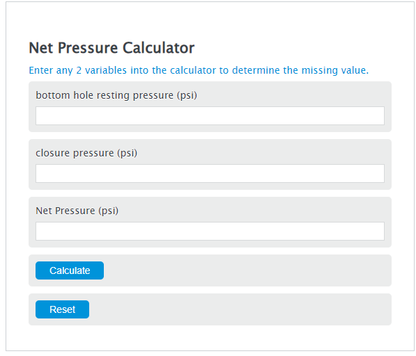 net pressure calculator