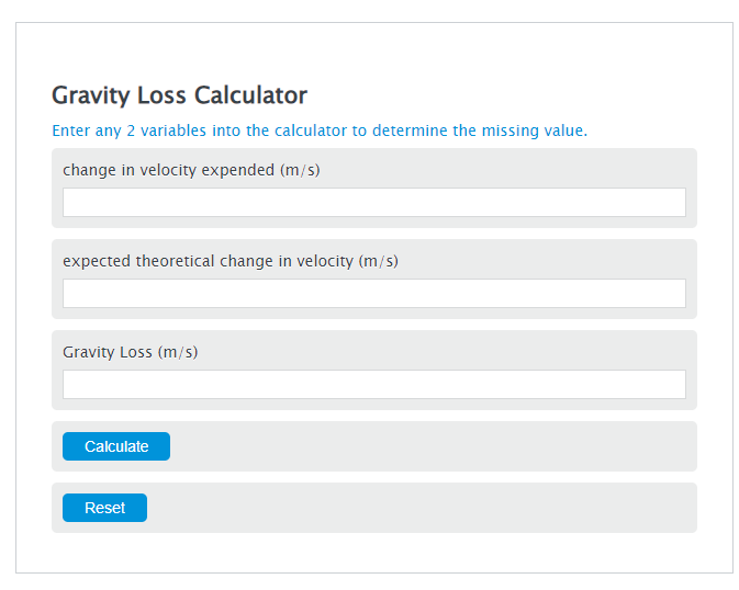 gravity loss calculator