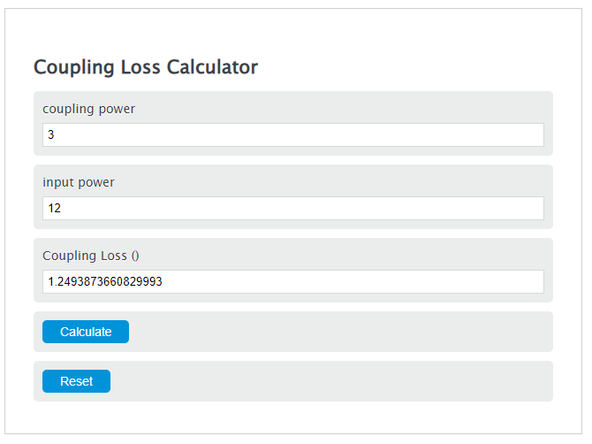 coupling loss calculator